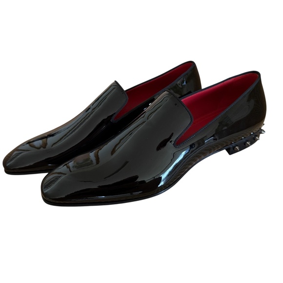 Christian Louboutin Marquees Flat Black Patent Leather Dress Loafer Shoe sz 44.5